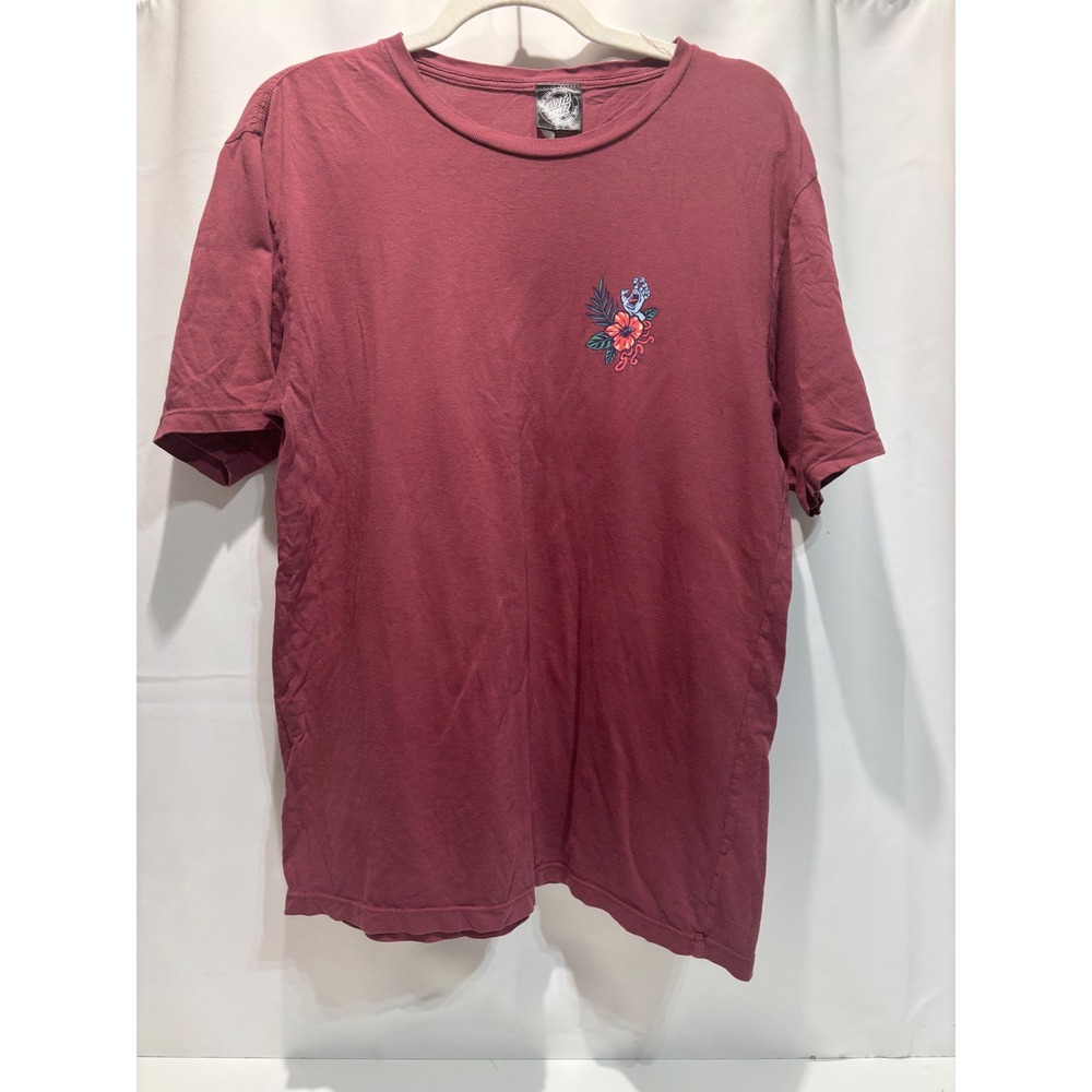 Santa Cruz T-Shirt Mens Large Burgundy Screaming Hand Floral Graphic Tee